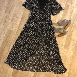Black cutout maxi dress with slit